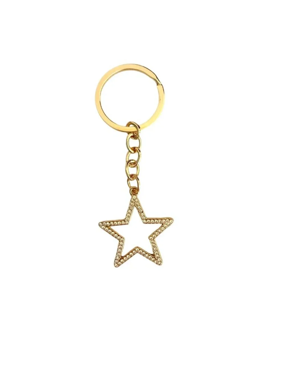 Gold Tone Rhinestone Star Keychain Celestial Charm Performer Gift